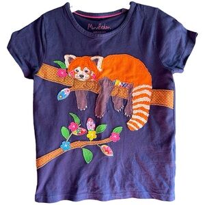 Mini Boden size 6-7 red panda appliqué top
